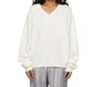 Skims Wool Cashmere V Neck Pullover Sweater In White