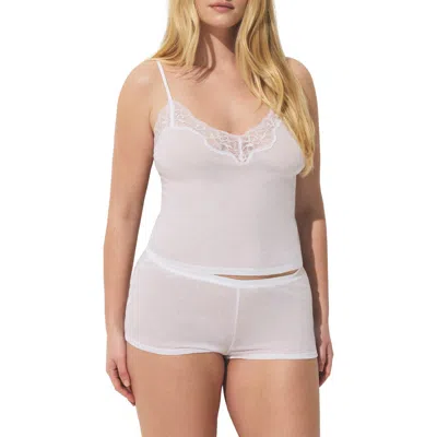 Skims Lace Cami & Shorts Set In White