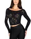Skims Lace Long Sleeve Top In Black