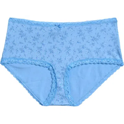 Skims Lace Trim Boyshorts In Blue