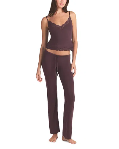 Skims Lace Trim Cami & Pants Sleep Set In Burgundy