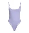 Skims Lace-trim Fits Everybody Bodysuit In Blue