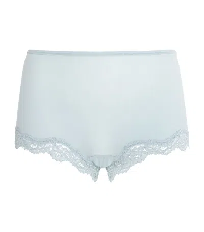 Skims Lace-trim Fits Everybody Boyshort Briefs In Blue