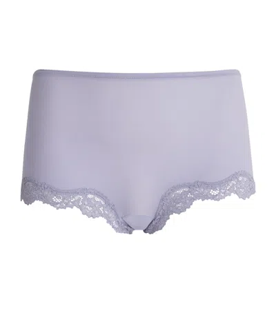 Skims Lace-trim Fits Everybody Boyshort Briefs In Purple