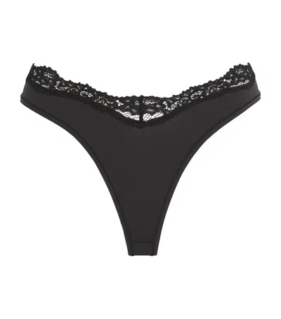 Skims Lace-trim Fits Everybody Dipped Thong In Black
