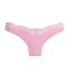 Skims Lace-trim Fits Everybody Dipped Thong In Pink