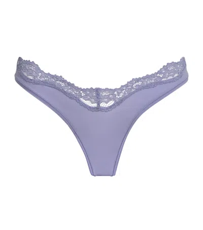 Skims Lace-trim Fits Everybody Dipped Thong In Purple