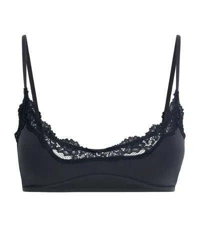 Skims Lace-trim Fits Everybody Scoop-neck Bralette In Black