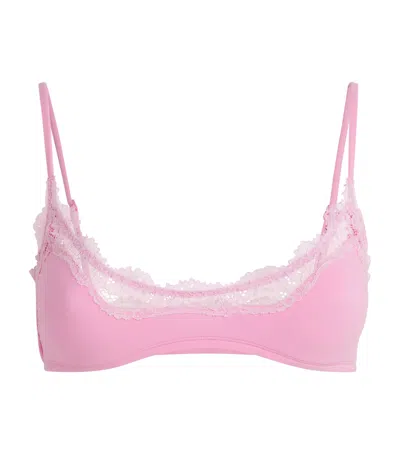 Skims Lace-trim Fits Everybody Scoop-neck Bralette In Pink