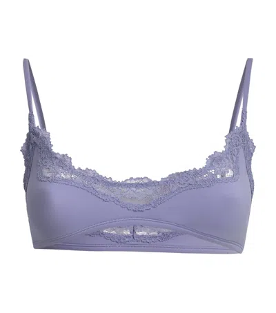 Skims Lace-trim Fits Everybody Scoop-neck Bralette In Purple