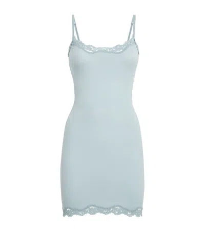 Skims Womens Denim Lace-trim Sleeveless Stretch-woven Body | ModeSens