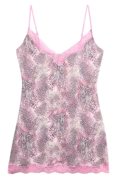 Skims Lace Trim Minidress Nightgown In Pink