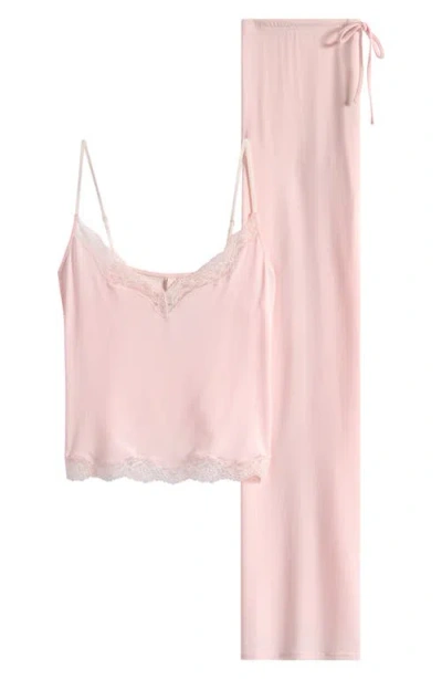 Skims Lace Trim Pajamas In Pink
