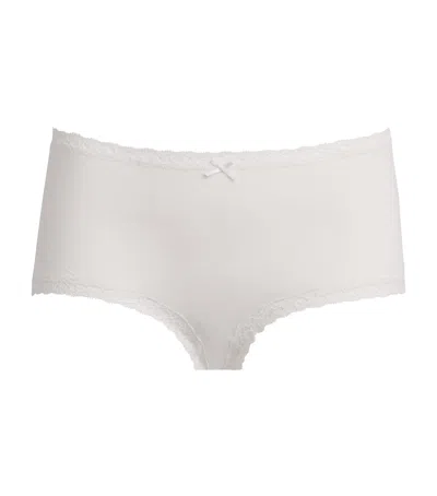 Skims Lace-trim Boy Shorts Briefs In White