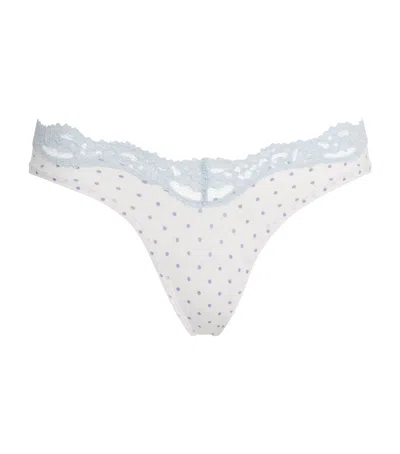 Skims Lace-trim Fits Everybody Dipped Thong In Blue