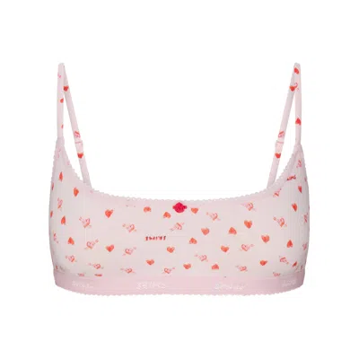 Skims Lightweight Cotton In Baby Pink Arrowed Hearts