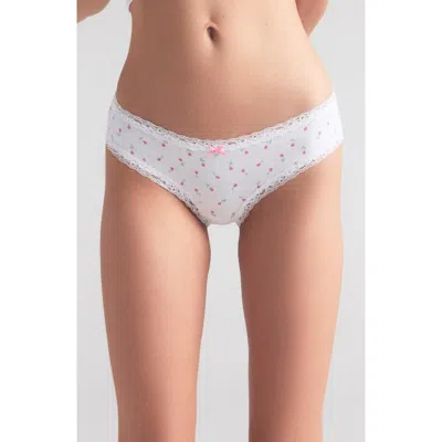 Skims Lightweight Cotton Lace Trim Briefs In White