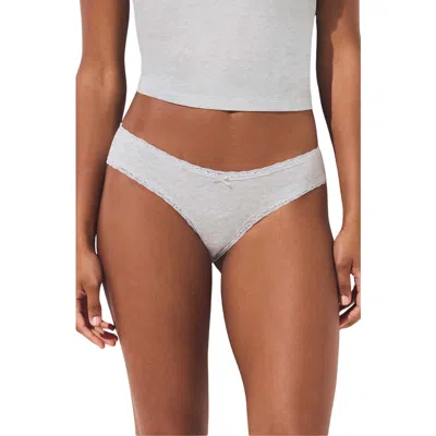 Skims Lightweight Cotton Lace Trim Briefs In White