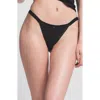 Skims Lightweight Cotton Logo Picot String Bikini In Soot Tonal