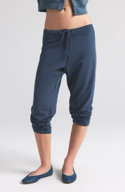Skims Lightweight Fleece Shrunken Joggers In Washed Navy