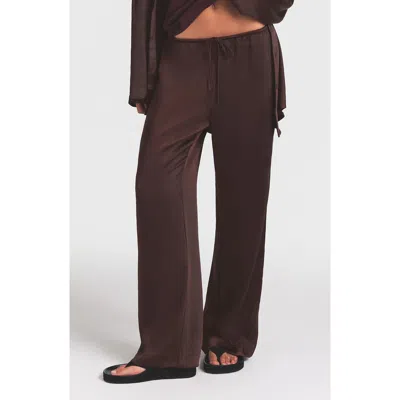 Skims Lightweight Satin Straight Leg Pants In Brown