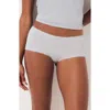 Skims Lightweight Stretch Cotton Lace Boyshorts In White