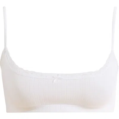 Skims Lightweight Stretch Cotton Pointelle Bralette In White