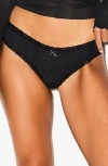 Skims Lightweight Stretch Cotton Pointelle Briefs In Black