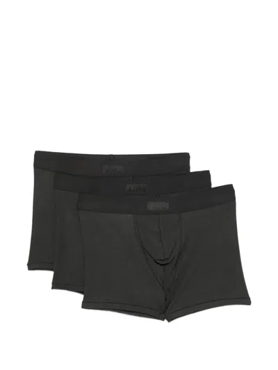 Skims Logo-patch Boxers (pack Of Three) In Black