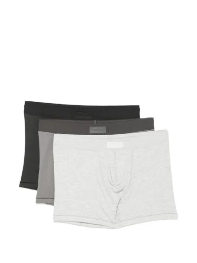 Skims Logo-patch Boxers (pack Of Three) In Black