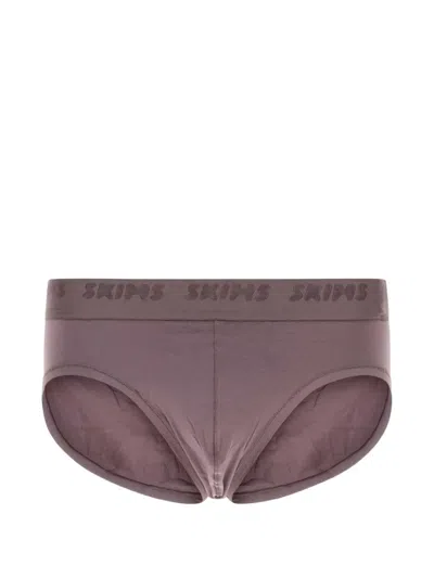 Skims Logo-waistband Briefs Pack (pack Of Three) In Purple