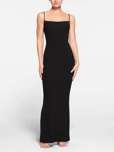 Skims Soft Lounge Stretch-jersey Nightdress In Onyx