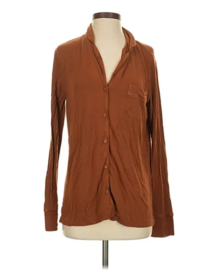 Pre-owned Skims Long Sleeve Button Down Shirt In Brown