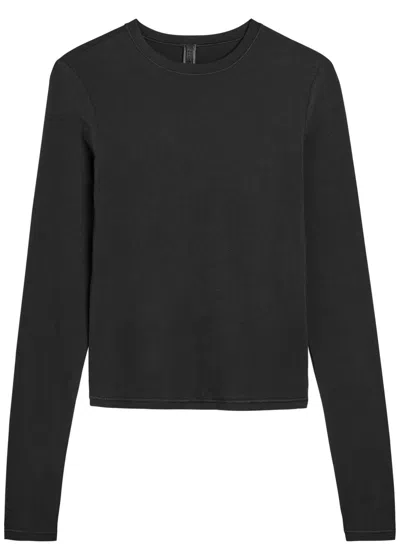 Skims Long Sleeve Cotton Jersey T-shirt In Black