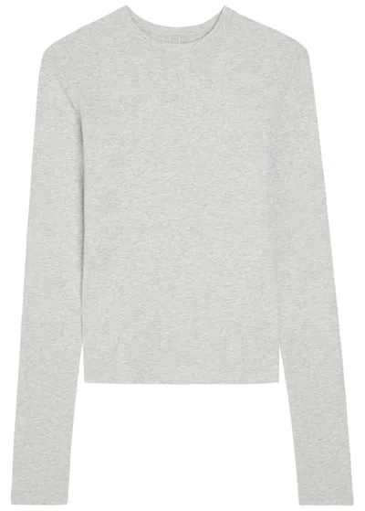 Skims Long Sleeve Cotton Jersey T-shirt In Gray