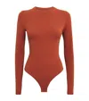 Skims Womens Fits Everybody Round-neck Stretch-woven Body Saffron In Burgundy