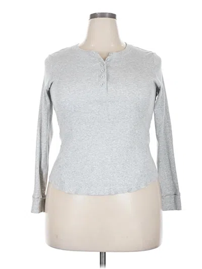 Pre-owned Skims Long Sleeve Henley Shirt In Gray