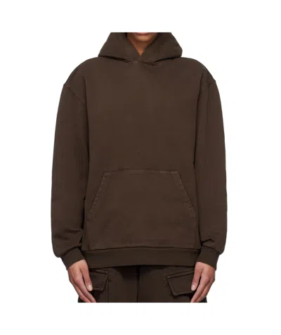 Skims Long Sleeve Hooded Sweatshirt In Brown
