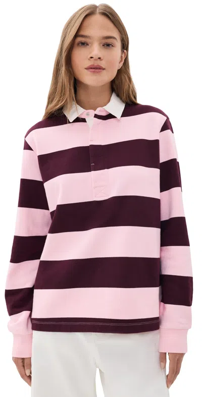 Skims Long Sleeve Polo Currant Rugby Stripe