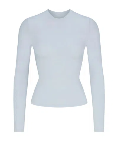 Skims Long Sleeve T-shirt In White