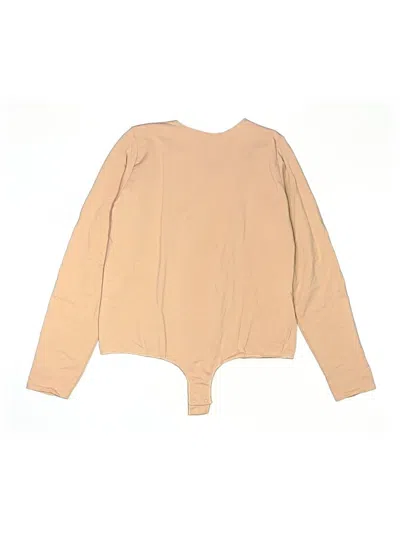 Pre-owned Skims Long Sleeve Top Tan Crew Neck Tops