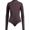 Skims Long Sleeve Turtleneck Bodysuit In Brown