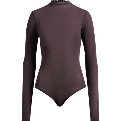 Skims Long Sleeve Turtleneck Bodysuit In Brown