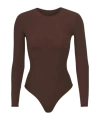 Skims Womens Cocoa Fits Everybody Long-sleeve Stretch-woven Body In Red