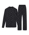 Skims Long-sleeved Pajamas And Pants Two-piece Set In Washed Onyx Ski Print