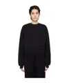 Skims Black Cotton Fleece Classic Crewneck Sweatshirt In Black