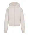 Skims Womens Stone Split Kangaroo-pocket Cotton-fleece Hoody In White