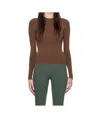 Skims Brown Soft Smoothing Seamless Long Sleeve T-shirt In Brown