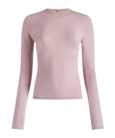 Skims Purple Cotton Jersey Long Sleeve T-shirt In Dusk