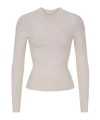 Skims Cotton-blend Long-sleeve T-shirt In White